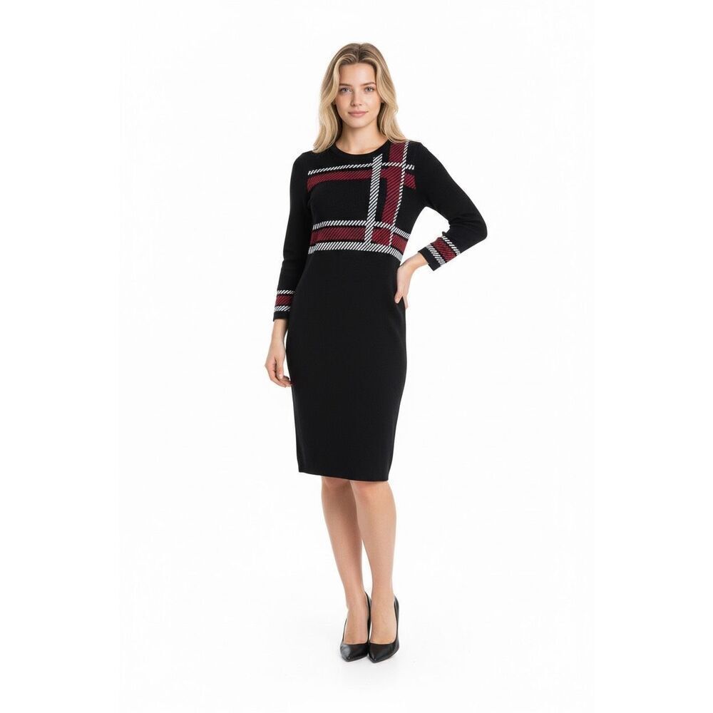 Studio One Sweater Dress Sz M Red/Black/White NWT